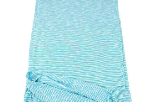 Blue and White Narrow Stripe Knit Jersey Fabric by the yard